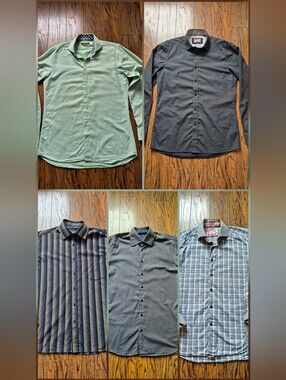Men's Dress Shirt Bundle - Medium - Premium - Green/Navy/Gray/Black/White